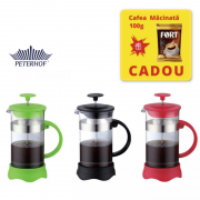 Filtru manual 800 ml Cafea si Ceai French Press, Cafea macinata, Sticla