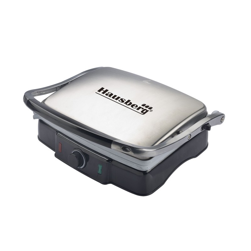 Grill si Sandwich Maker Electric Hausberg, 2200 W, invelis antiaderent, Inox