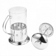 Infuzor ceai si cafea, 600 ml, Cafea macinata, sticla, inox, argintiu