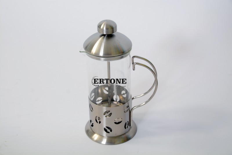Infuzor ceai si cafea Ertone, 800 ml, Cafea macinata, sticla, inox, argintiu