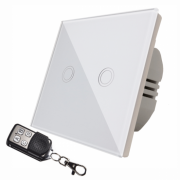 Intrerupator touch dublu cu telecomanda RF,panou sticla