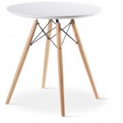 Masa rotunda cu blat din MDF si picioare din lemn de fag, 60 x 49 cm,alb