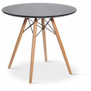 Masa rotunda cu blat din MDF si picioare din lemn de fag, 60 x 49 cm,negru
