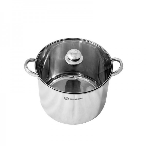 Oala Grunberg, 28 cm, 14L , Capac sticla, Inox inoxidabil