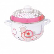 Oala Grunberg emailata cu capac, 24 cm, 5 Litri,roz