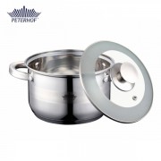 Oala inox Peterhof, 3.9 Litri, 20 cm, capac sticla,fund 5 straturi