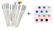 Pachet Pensule Nail Art Brush - Set 15 bucati + Set 12 Geluri UV Color