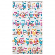 Perdea baie imprimeu colorat Bufnite,180 x 180 cm