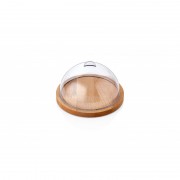 Platou rotund din lemn cu capac din plastic, 18 x 18 cm