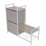 Raft pantofi cu 2 sertare pliabile, material textil, 83x29x77cm, bej