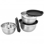 Set 3 boluri Grunberg din inox cu capace plastic,0.7, 1, 1.5 Litri