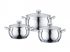 Set 3 cratite Inox cu capac Lara Peterhof,2.1,3.4 Litri,6 piese,fund 5 straturi