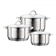 Set 3 Oale din Inox cu Capac din Sticlă Carlos Peterhof, 2.8, 3.8 şi 5 Litri,7 Straturi,6 piese