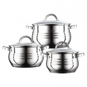 Set 3 Oale din Inox cu Capac din Sticlă Venio Peterhof, 2.1, 2.9 şi 3.9 Litri,5 Straturi,6 piese