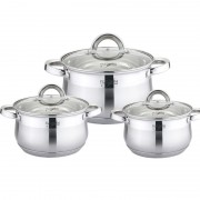 Set 3 Oale Inox cu Capac, 2.1, 2.9, 3.9 Litri, 6 piese, Baza 7 Straturi