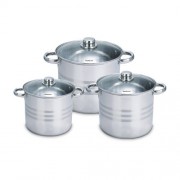 Set 3 Oale Inox cu Capac, 8.8, 10.6, 12.6 Litri, 6 piese, Baza triplustratificata
