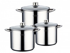 Set 3 Oale Inox cu Capac Sticla Arcade Peterhof, 5.5, 7.5, 9.5 Litri, 6 piese,Fund 3 Straturi