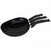 Set 3 tigai din Aluminiu cu invelis marmorat neaderent,20,24,28 cm,negru