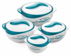 Set 4 caserole termos,plastic si inox,pereti dubli,0.5,1,2,2.5 Litri