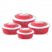 Set 4 caserole termos,plastic si inox,pereti dubli,0.6,1.2, 2.2, 3.2 Litri