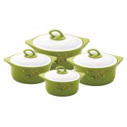 Set 4 caserole termos,plastic si inox, pereti dubli, 0.6 ,1, 2, 3 Litri