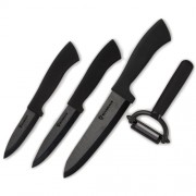 Set 4 Cutite Ceramica Neagra Blumhaus,invelis protector,4 piese