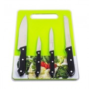 Set 4 cutite Grunberg + Tocator,5 piese, Negru/Inox