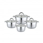 Set 4 Oale Inox cu Capac, 2.1, 2.9, 3.9, 5.1 Litri, 8 piese, Baza 7 Straturi
