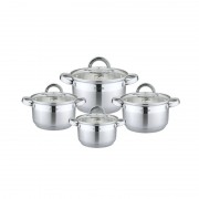 Set 4 Oale Inox cu Capac, 2.1, 2.9, 3.9, 6.6 Litri, 8 piese, Baza 7 Straturi