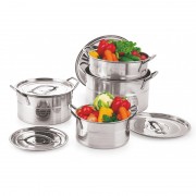 Set 4 oale inox cu capac din sticla,3,4,6,8 Litri