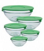 Set 5 boluri din sticla cu capace plastic