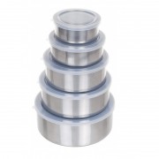 Set 5 caserole din inox,capace din plastic