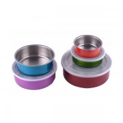 Set 5 Caserole din Inox cu Capac de Plastic, Multicolor