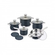 Set 5 Cratite Inox cu Capac din Sticlă,Fund 9 straturi,12 piese