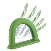 Set 5 cutite ceramice Peterhof cu suport acrilic,verde
