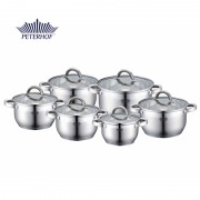 Set 6 Cratiţe din Inox cu Capac din Sticlă Carlos Peterhof, 12 piese, Fund 7 Straturi, Inducţie