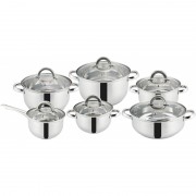 Set 6 cratite Inox cu capac din sticla,12 piese