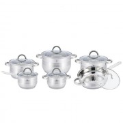 Set 6 Cratite Inox cu Capac din Sticlă,baza 7 Straturi, 12 piese