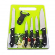 Set 6 Cuţite şi Tocător din Plastic Grunberg, 7 piese, Inox