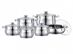 Set 6 Oale si Cratite cu Maner din Inox si Capac din Sticlă Apollo Peterhof, 12 piese, Fund 5 Straturi, Granit