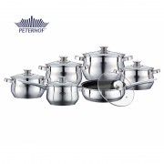 Set 6 Oale si Cratite cu Maner Inox si Capac din Sticlă Apollo Peterhof, 12 piese, Fund 5 Straturi, Granit