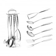 Set 6 Ustensile din Inox pentru gatit Tone Peterhof, 7 piese, suport inclus