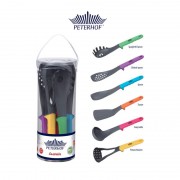 Set 6 Ustensile Gatit Castello Peterhof, Plastic si Silicon, manere multicolore