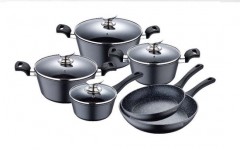 Set 6 Vase:4 Cratite aluminiu cu interior marmorat,capac sticla,2 tigaii,10 piese