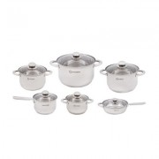 Set 6 Vase:4 Oale,1 Tigaie,1 Cratita din Inox cu Capace din Sticla,12 piese Grunberg