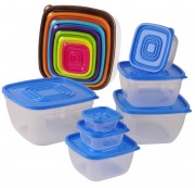 Set 7 Caserole Plastic rezistente cu capace colorate