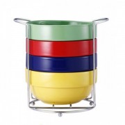 Set boluri ceramica,5 piese,suport cromat, 690 ml