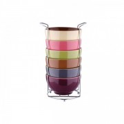 Set 6 boluri ceramica+suport cromat