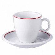 Set 4 cesti ceai si farfurii din portelan, 220 ml