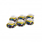 Set cesti si farfurii din portelan, 12 piese,220 ml